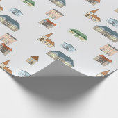 Die Stadt beherbergt einen weißen Hintergrund. Geschenkpapier (Ecke)