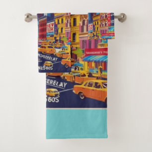 Die Stadt, die nie schläft Retro Art Print Badhandtuch Set