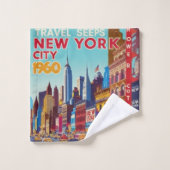 Die Stadt, die nie schläft | Retro Art Print Badhandtuch Set (Waschlappen)