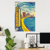 Die Stadt direkt am Meer | AI Art Poster (Heimbüro)