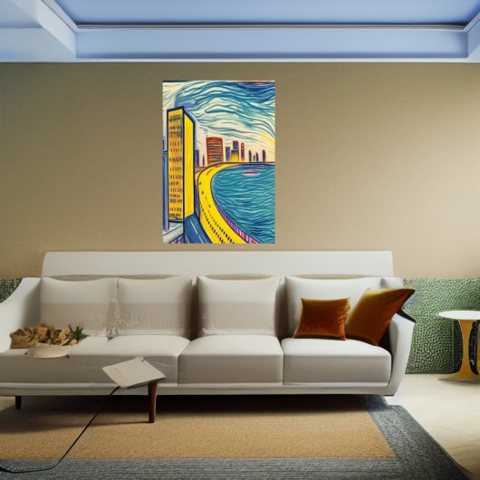 Die Stadt direkt am Meer | AI Art Poster