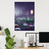 Die Stadt in der Nacht | AI Art Poster (Heimbüro)