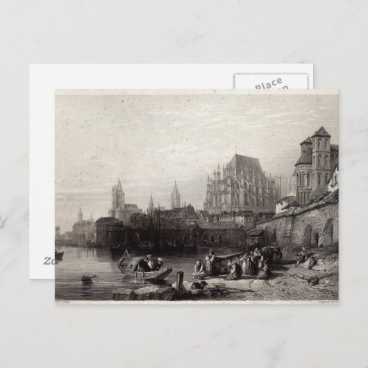 Die Stadt Köln, mit Gravur von M.J. Sterling Postkarte (Vorne/Hinten)