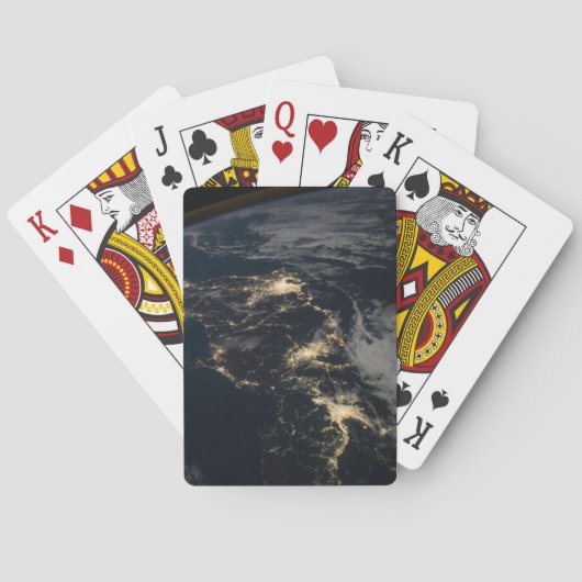 Die Stadt leuchtet nachts in Japan. Spielkarten (Rückseite)