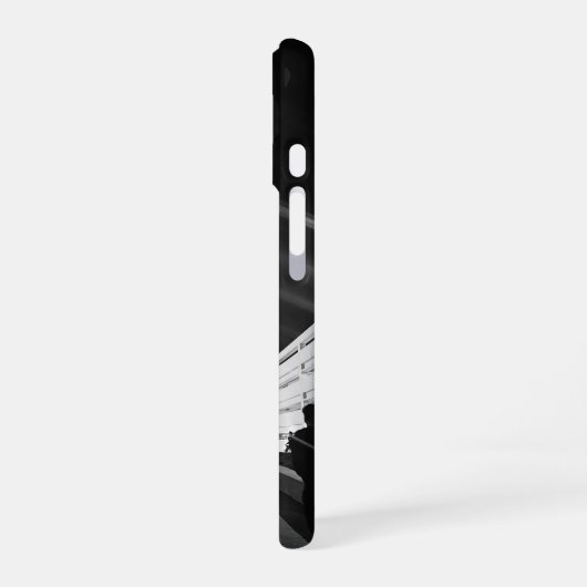 Die Stadt leuchtet schwarz-weiß, schlank-fit iPhon iPhone 16 Hülle (Linke Seite)