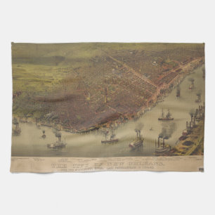 Die Stadt New Orleans Louisiana von 1885 Küchentuch