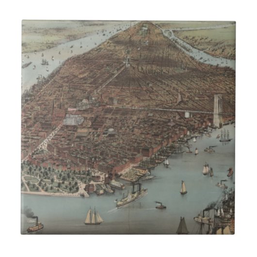 Die Stadt New York | 1883 (Farblithographie) Fliese (Vorderseite)