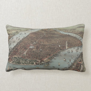Die Stadt New York 1883 (Farblithographie) Lendenkissen