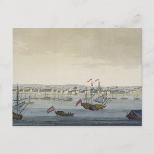 Die Stadt Paramaribo (Farbengravur) Postkarte (Vorderseite)