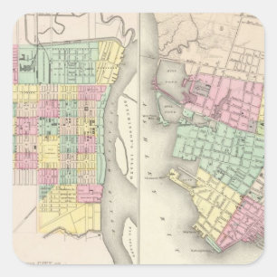 Die Stadt Savannah Georgia Quadratischer Aufkleber