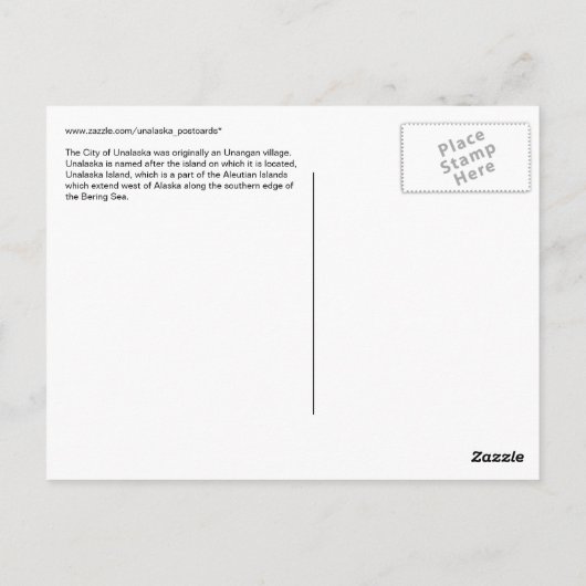 Die Stadt Unalaska, Alaska Postkarte (Rückseite)
