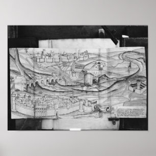 Die Stadt und das Dorf Carcassonne, 1462 Poster