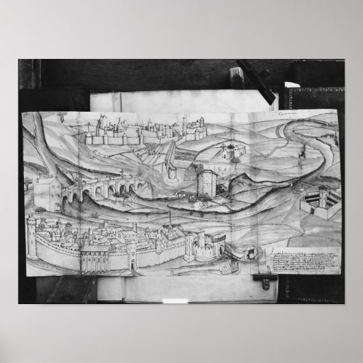 Die Stadt und das Dorf Carcassonne, 1462 Poster (Vorne)