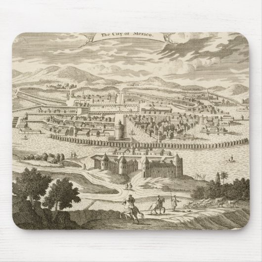 Die Stadt von Mexiko, 1723 (Stich) Mousepad (Vorne)