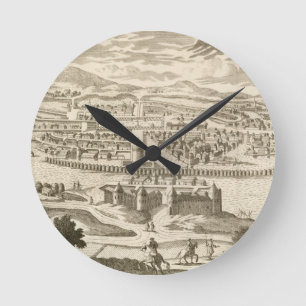 Die Stadt von Mexiko, 1723 (Stich) Runde Wanduhr