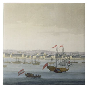 Die Stadt von Paramaribo (Farbstich) Fliese