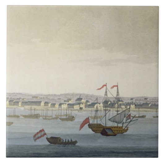 Die Stadt von Paramaribo (Farbstich) Fliese (Vorderseite)