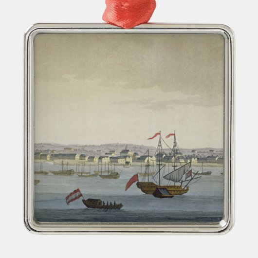 Die Stadt von Paramaribo (Farbstich) Silbernes Ornament (Vorne)