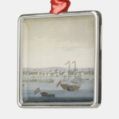 Die Stadt von Paramaribo (Farbstich) Silbernes Ornament (Links)