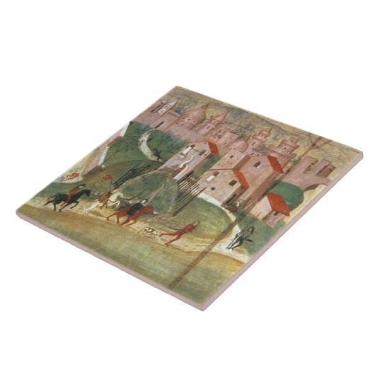 Die Stadt von Prato (Fresko) Fliese (Seite)