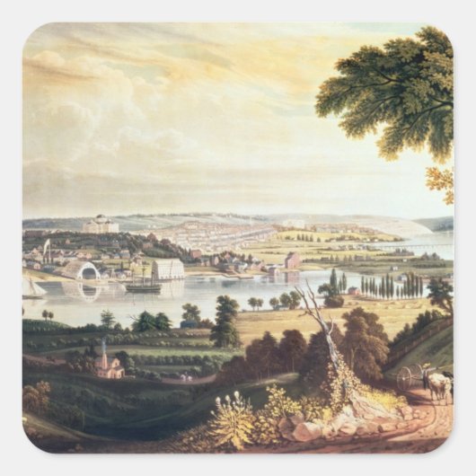 Die Stadt Washington von außerhalb der Marine Quadratischer Aufkleber (Vorderseite)