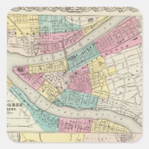 Die Städte Pittsburgh Allegheny Cincinnati Quadratischer Aufkleber