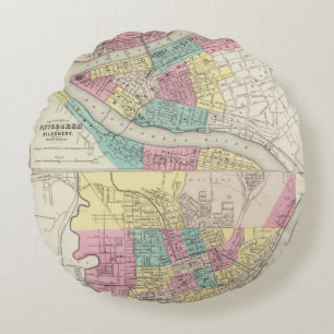 Die Städte von Pittsburgh Allegheny Cincinnati Rundes Kissen