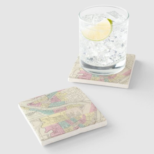 Die Städte von Pittsburgh Allegheny Cincinnati Steinuntersetzer (Seitenansicht)