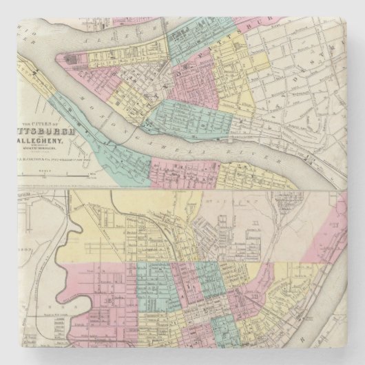 Die Städte von Pittsburgh Allegheny Cincinnati Steinuntersetzer (Vorderseite)