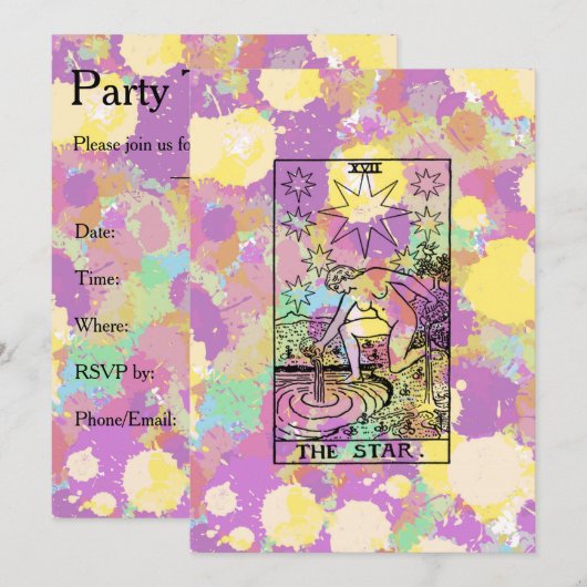 Die Star-Tarot-Party Einladung (Vorne/Hinten)