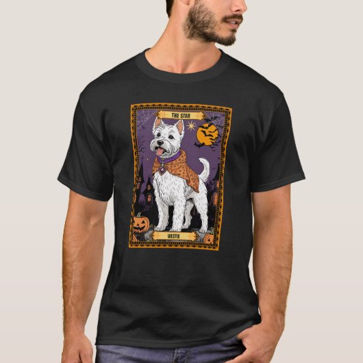 Die Star Westie Halloween Tarot Card T-Shirt (Vorderseite)