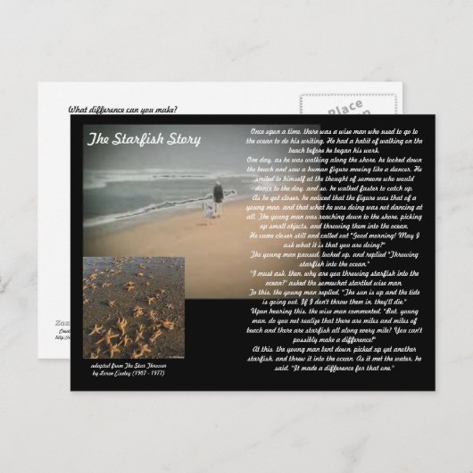 Die starfish-Geschichte Ankündigungspostkarte (Vorne/Hinten)