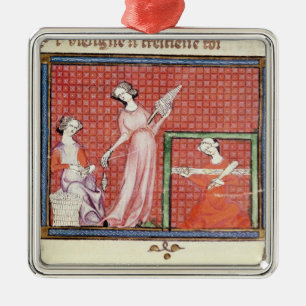 Die starke Frau des Schrifts-Spinnens Silbernes Ornament