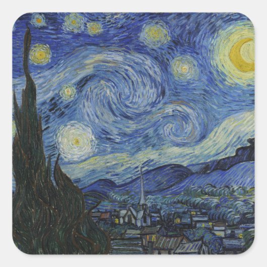 Die Starry Night Square Aufkleber (Vorderseite)
