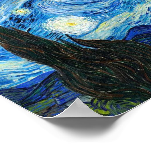 Die Starry Night Vincent Van Gogh Landschaft Kunst Poster (Ecke)