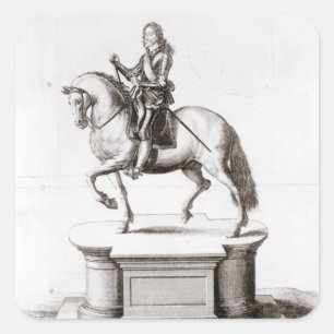 Die Statue von König Charles an Charing Kreuz Quadratischer Aufkleber