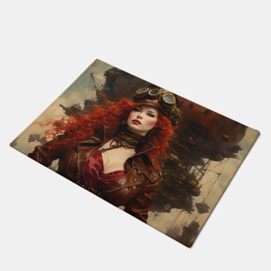 Die Steampunk-Frau Fußmatte (Schrägansicht)