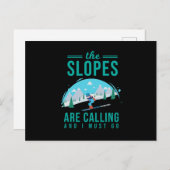 Die Steigungen nennen Skifahrer-SkifahrenSnowboard Feiertagspostkarte (Vorne/Hinten)