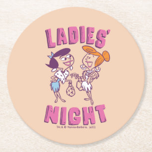 Die Steine  Betty & Wilma - Ladys Night Runder Pappuntersetzer