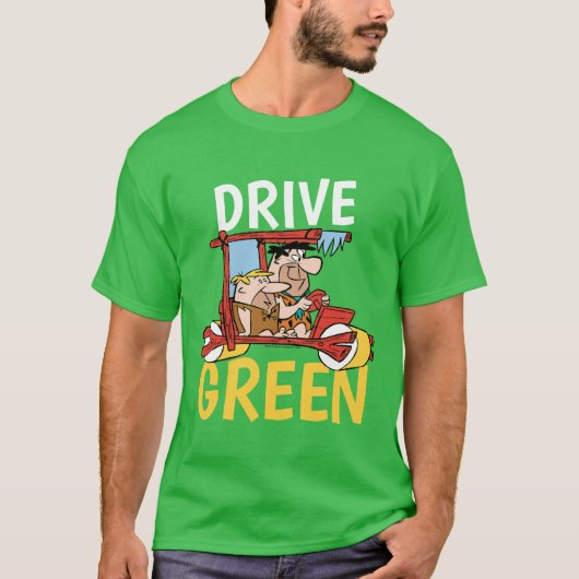 Die Steine | Fred & Barney - Grün fahren T-Shirt (Vorderseite)