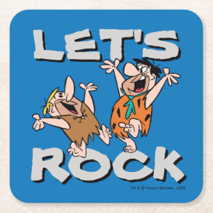 Die Steine Fred & Barney - Let's Rock Rechteckiger Pappuntersetzer