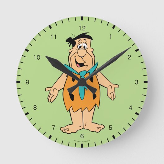 Die Steine | Fred Flintstone Runde Wanduhr (Vorderseite)
