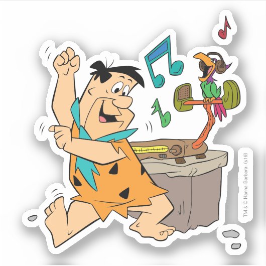 Die Steine | Fred Flintstone tanzen Aufkleber (Vorderseite)