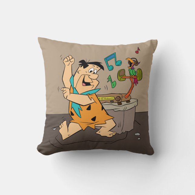 Die Steine | Fred Flintstone tanzen Kissen (Vorderseite)