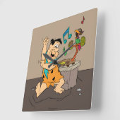 Die Steine | Fred Flintstone tanzen Quadratische Wanduhr (Winkel)