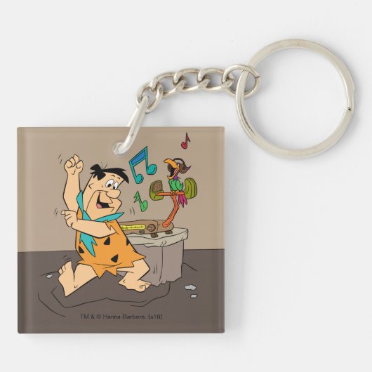 Die Steine | Fred Flintstone tanzen Schlüsselanhänger (Rückseite)