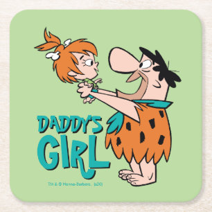 Die Steine Fred & Pebbles - Daddy's Girl Rechteckiger Pappuntersetzer