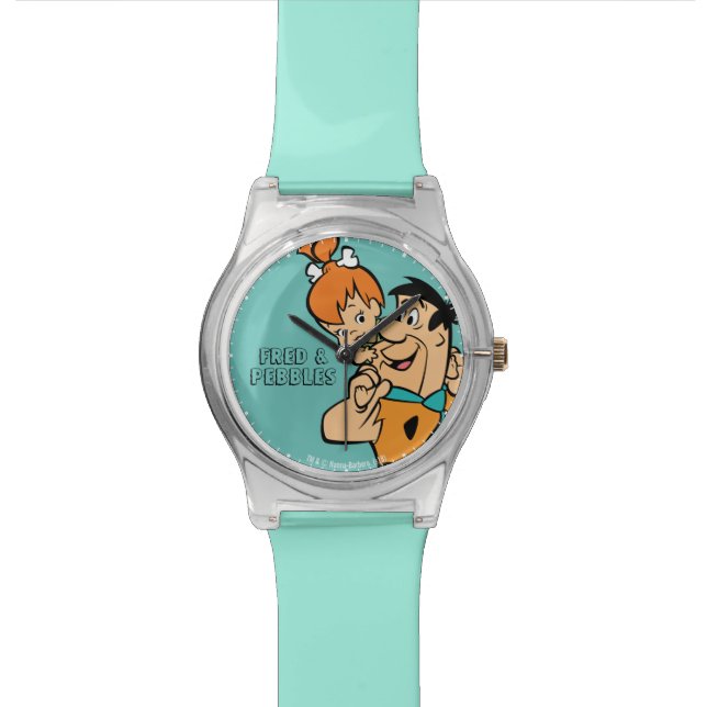 Die Steine | Fred & Pebbles Flintstone Armbanduhr (Nahaufnahme)