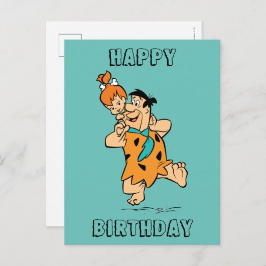 Die Steine | Fred & Pebbles Flintstone Postkarte (Vorne/Hinten)