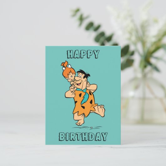 Die Steine | Fred & Pebbles Flintstone Postkarte (Stehend Vorderseite)